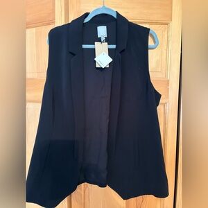 Halogen Black Open Front Sleeveless Vest/ Top